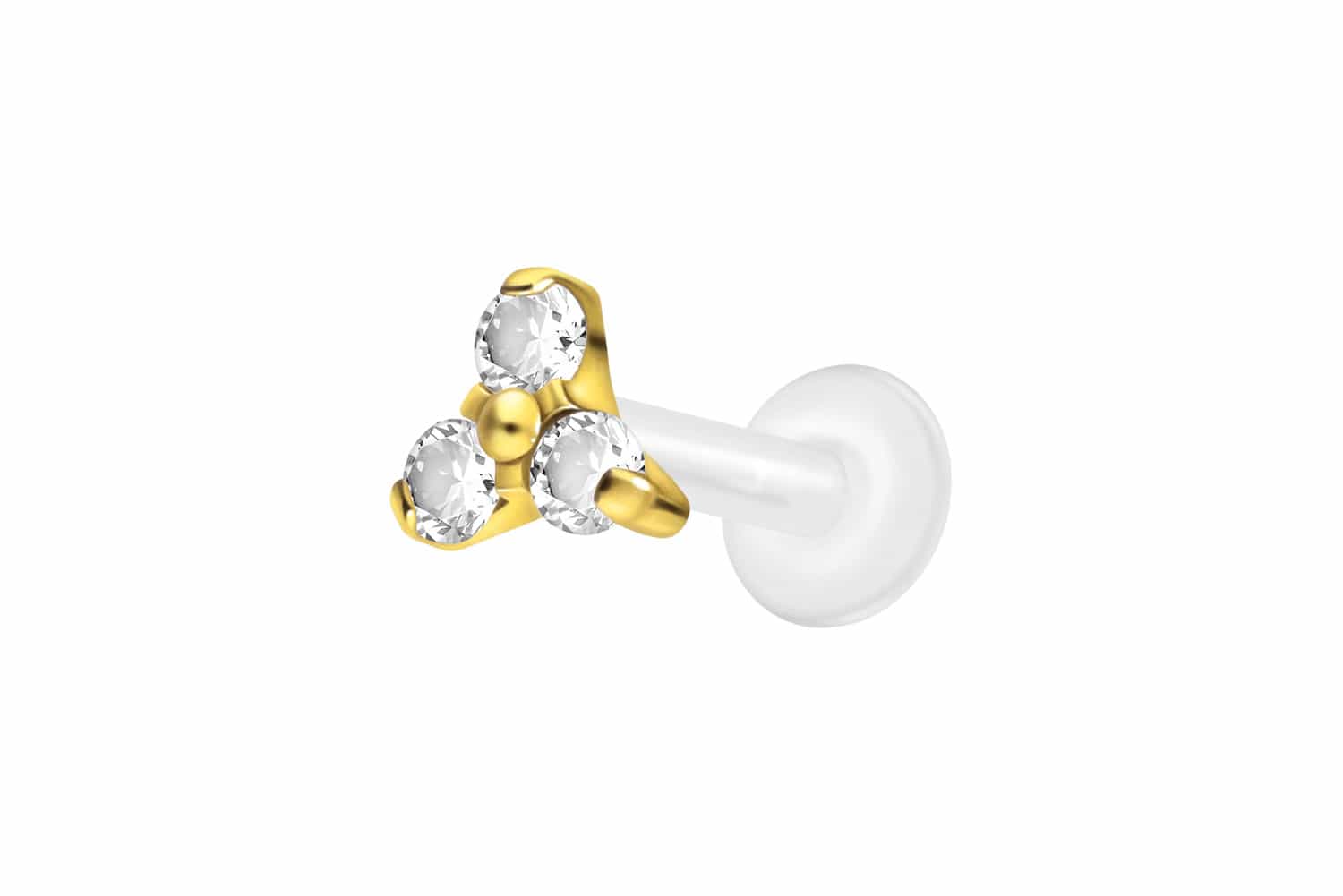 PTFE Labret Piercing mit Innengewinde + Titan-Aufsatz KRISTALLBLUME